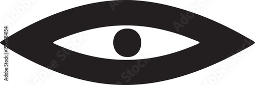 stylized black eye observes with intense focus.