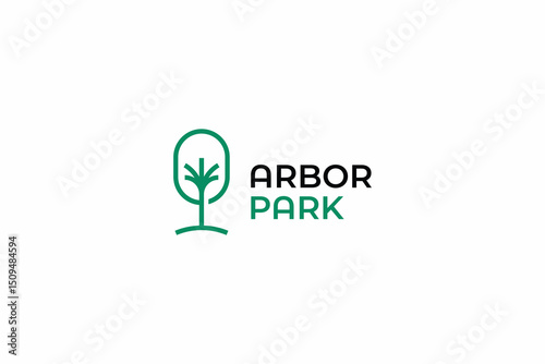 Arbor Park Logo Brand Identity with Abstract Minimalist Linear Tree Sign Symbol