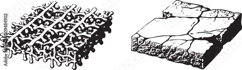 Two stone blocks form a geometric .