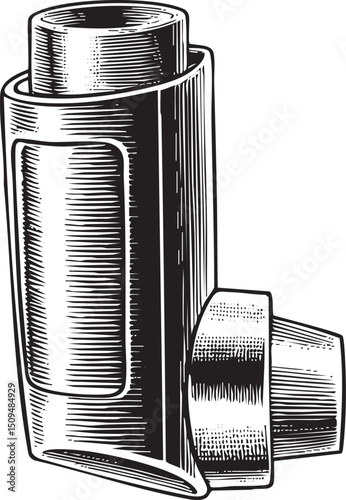 black inhaler rests on a white surface.