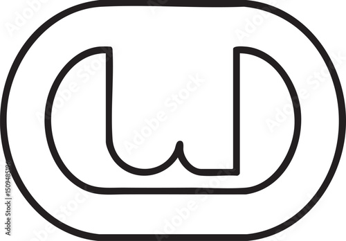 simple outlined white curve forms a rounded shape within a black border.