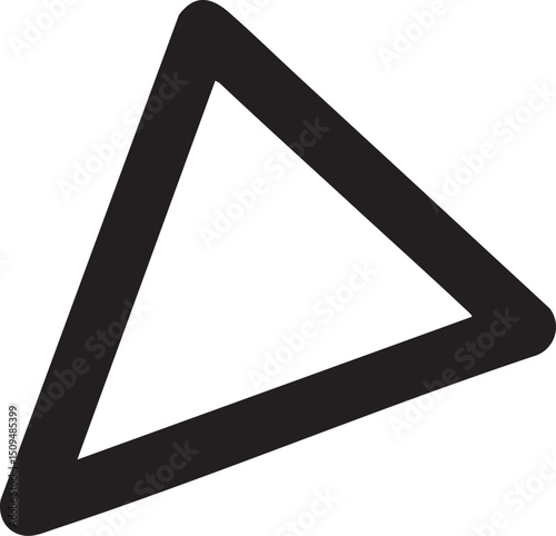 bold black triangle stands prominently against a white background.