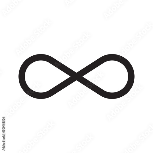 Infinity symbol icon. Endless black shape. Minimal curved loop. Vector timeless element.
