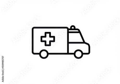 Wallpaper Mural Ambulance line drawing isolated on white background Torontodigital.ca