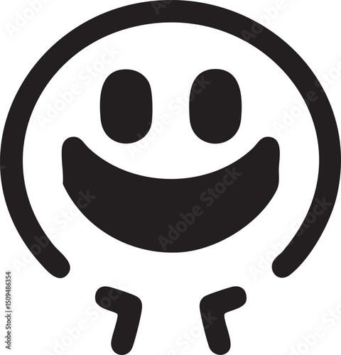 simple black silhouette of a smiling face conveys joy and positivity.