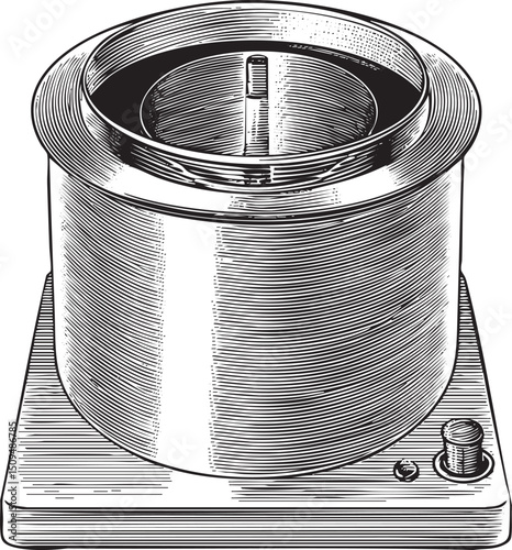gleaming stainless steel mixing bowl rests on a sturdy base.