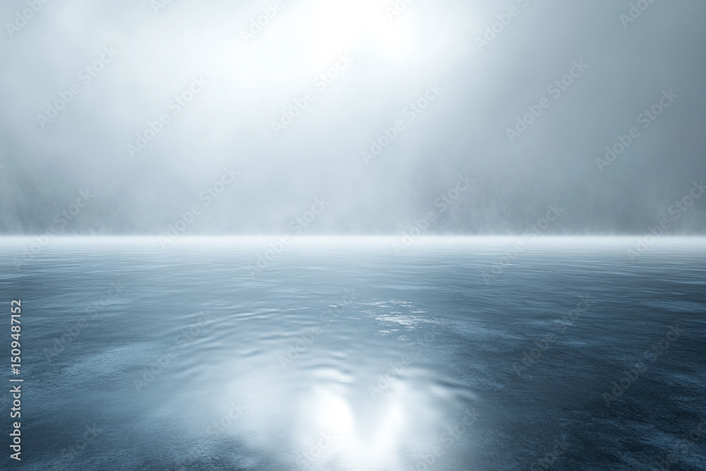 Product on glossy floor in icy light fog Product on glossy floor in icy light fog
