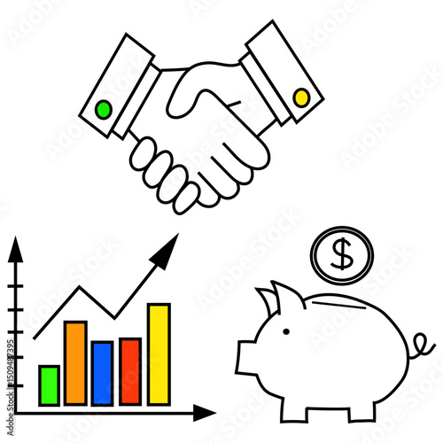 Wallpaper Mural Handshake icon. Business deal symbol. Colorful chart figure. Vector finance illustration. Torontodigital.ca