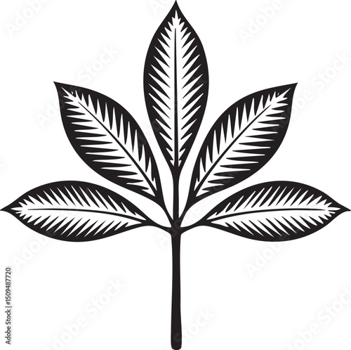 stylized black and white cannabis leaf .