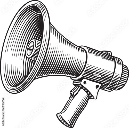 vintage megaphone stands upright ready to amplify sound.