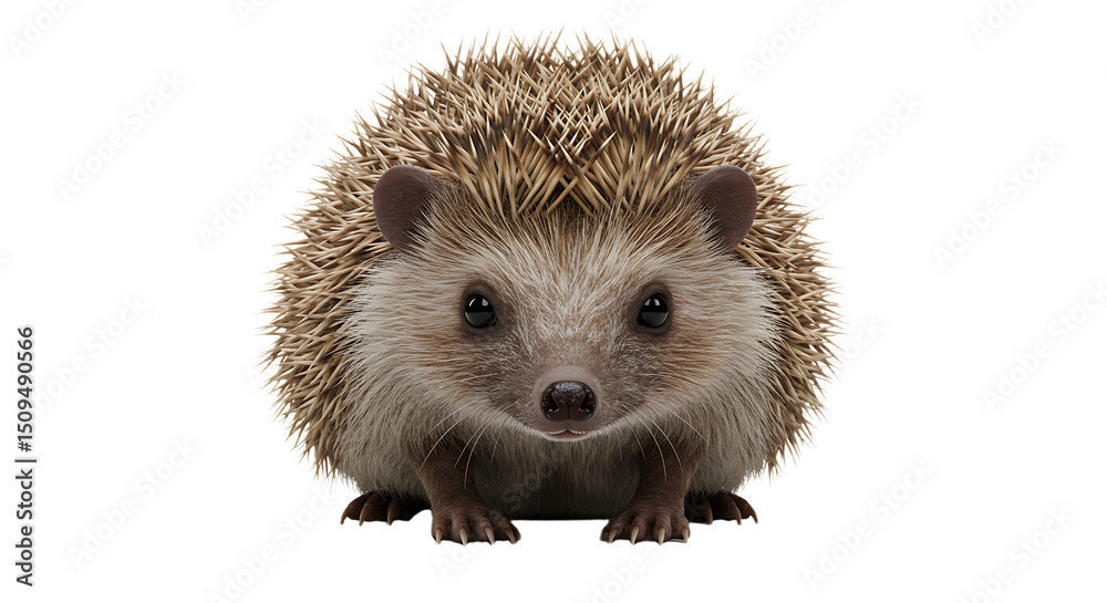 Obraz premium Front View of a European Hedgehog with Brown Spines and Dark Eyes