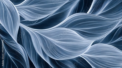Abstract Blue Swirling Leaf Background Texture