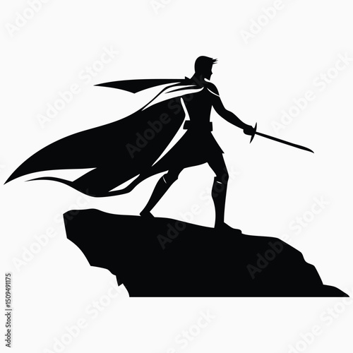 Here are a few options for your image description, each under 200 characters:

A vector illustration of a black silhouette woman with a sword