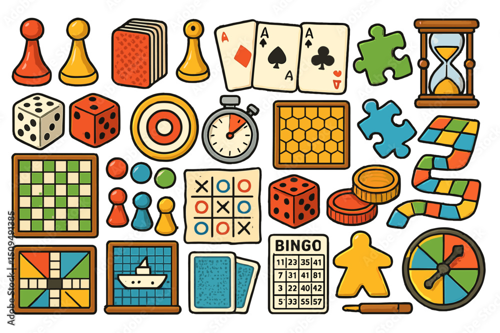 custom made wallpaper toronto digitalColorful collection of various board games and gaming accessories on a bright background