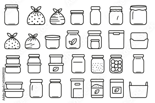 Variety of container shapes and sizes for storage and organization displayed on a clean background