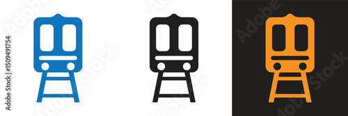 Passenger train icon design from front with white background. Passenger train icon illustration