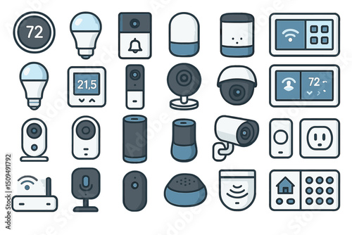 Smart home devices showcased together illustrating modern technology for convenience and security in daily life