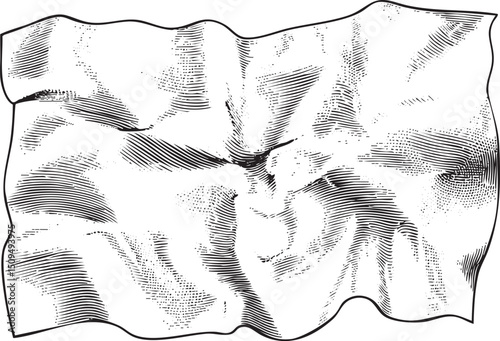 black and white depicts a billowing fabric suggesting movement and dynamic energy.