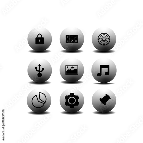 Sphere icon. Digital tool symbol. Gray button design. Vector app illustration.