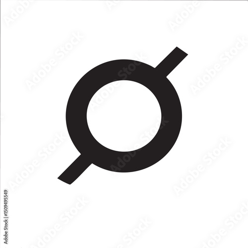 solid black circle intersects a dashed  creating a visual interruption.