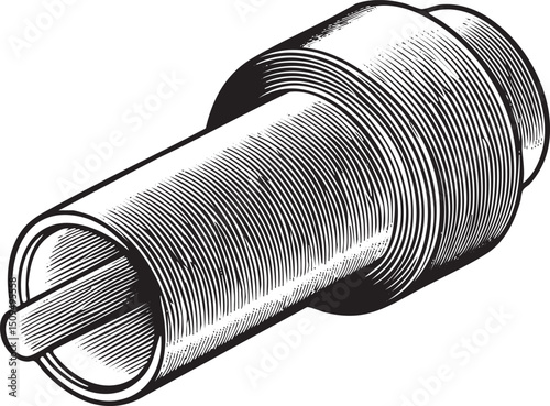 stylized elongated cylindrical tube with a tapered end.