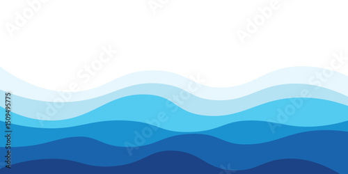Sea waves layered vector background illustration and sea beach vector illustration.