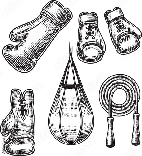 Vintage boxing equipment set