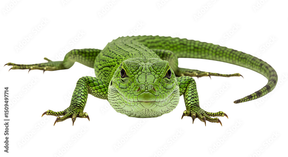 Naklejka premium Vibrant Emerald Lizard Closeup Scaled Skin and Claws