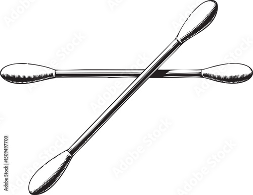 Two cosmetic swabs rest parallel on a white background.