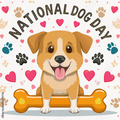 A lovable dog-themed design for National Dog Day, with bold type and adorable imagery.