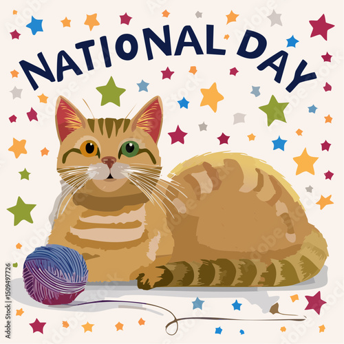 A cute and cozy design for cat lovers, celebrating National Cat Day with elegance and charm.