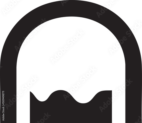 minimalist arched doorway forms a strong geometric shape.