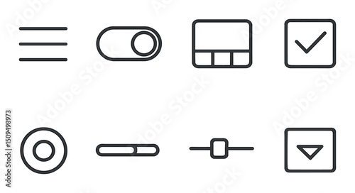 Ui and ux linear icons set – outline, interface and design essentials