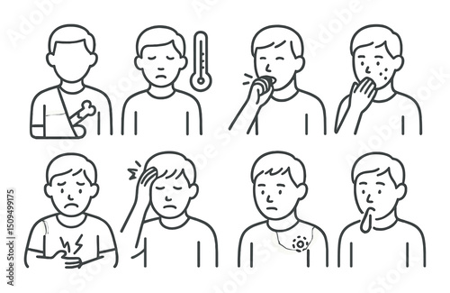 Medical and health linear icons set – outline, healthcare and wellness symbols