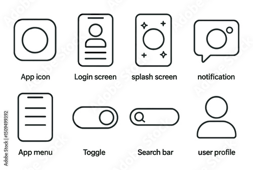 Mobile app ui line icons set – outline, user interface and navigation symbols