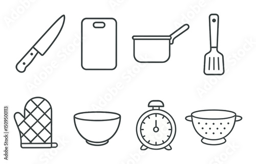 Kitchen tools silhouette icons set – cooking, utensil and kitchenware graphics