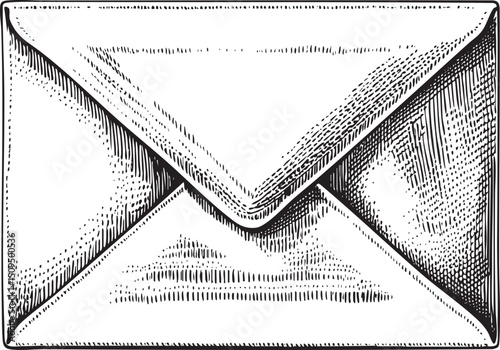 closed rectangular envelope rests horizontally on a white background.