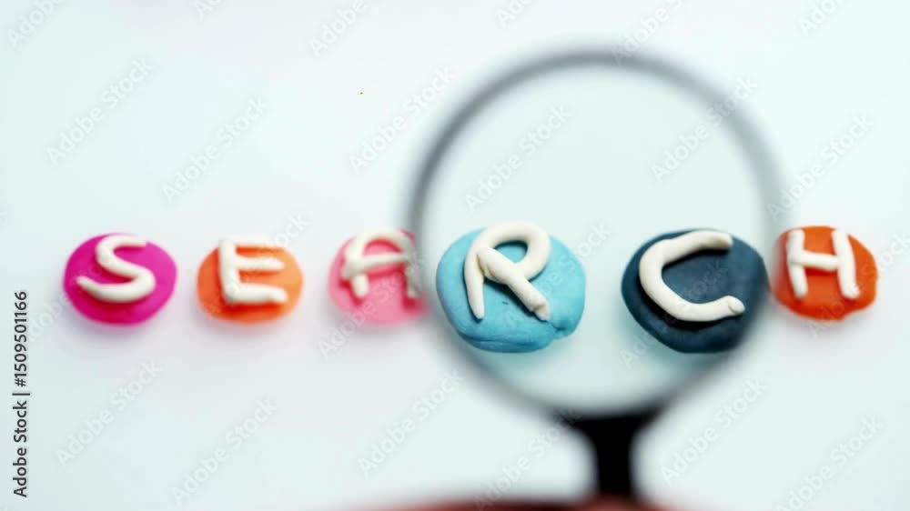 An animation of a magnifying glass spelling out the word search professionally.