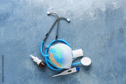 Model of Earth with stethos...