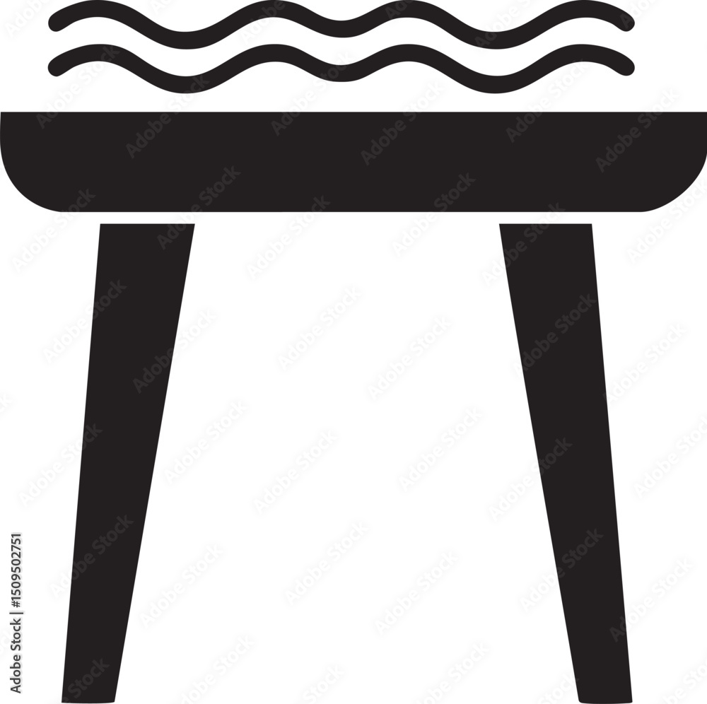 Fototapeta premium simple black table rests atop two dark legs with water ripples above.