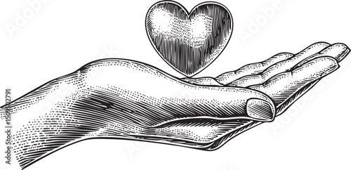 hand gently cradles a luminous heart.