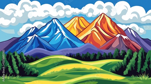 Colorful Mountain Range Panorama