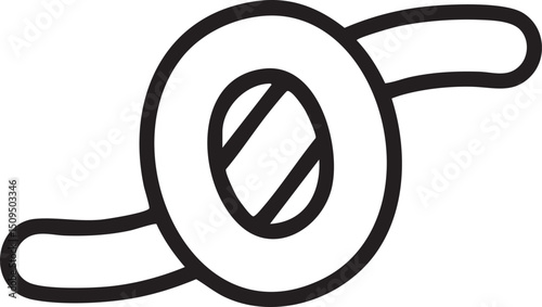 stylized circular with a central void and an outer loop.