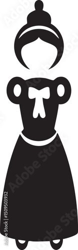 silhouetted woman in traditional attire stands gracefully.