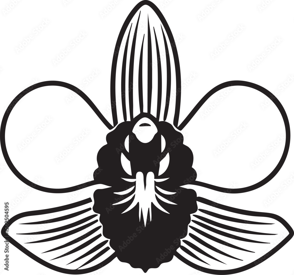 Fototapeta premium stylized orchid blossom features a mouse’s head within its petals.