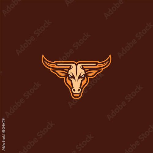 Longhorn Bow Cow Logo. Creative Negative Space Design with Sagittarius Symbol and Bow