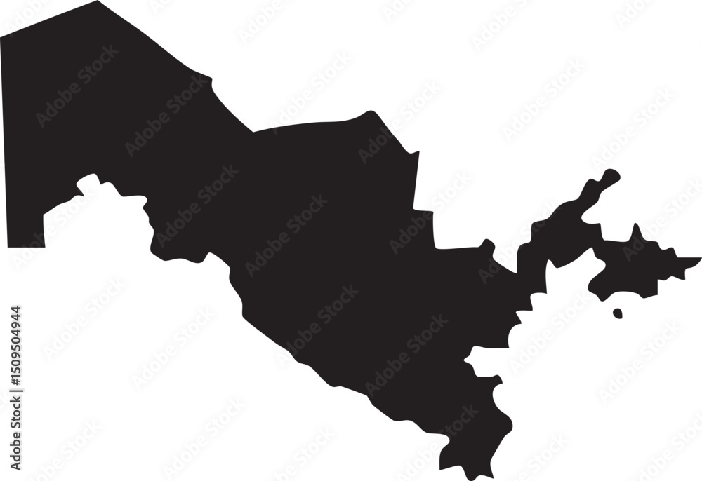 Fototapeta premium stark silhouette of Uzbekistan’s map outline.