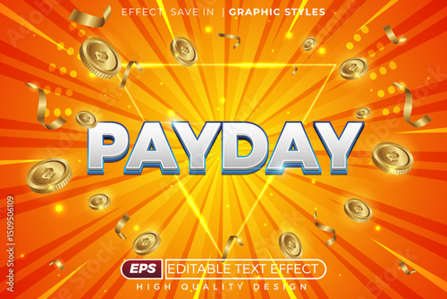 Editable 3d text effect payday. yellow background