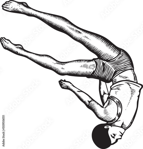 young person performs a backward handstand.