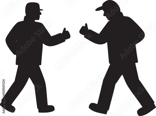 Two figures engage in a hand gesture dispute.